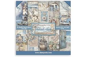 Stamperia - Scrapbook Paper Pad for Scrapbooking, Albums, Card Making, Bullet Journalling and More, Acid Free, Double-Sided, Perfect for Hobbies, Crafts, and Gifting (Silent Sea) (20.3 x 20.3cm)