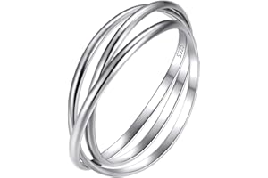 Suplight 925 Sterling Silver Triple Interlocked Ring, Engravable 2mm/3mm/5mm Simple Plain Band Rings for Women Men (with Gift Box)