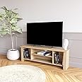 Bimossa Arsin Oak TV Stand Cabinet for 50 Inch TV – 114cm Durable Particle Board Unit with Open Shelves and Resilient Finish, Ideal for Living Room and Office