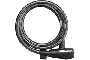 Schwinn - Cierre antirrobo para bicicleta, nivel de seguridad 1, con llave, cable de 1,2 m, negro