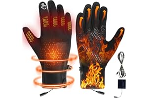 Générique Gants Chauffants pour Homme Femme, Rechargeable Gants Chauffants USB avec Écran Tactile, Imperméables et Antidérapants, 3 Températures Réglables, Gants Hiver pour Velo/Moto/Ski/Travail