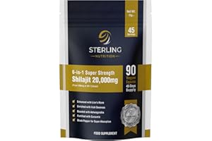 6-in-1 Super Strength Himalayan Shilajit Complex - Vegan Capsules for Adults, Pack of 90 Supplements | 20000mg, Lion's Mane, Irish Sea Moss, Ashwagandha Curcumin & Black Pepper | STERLING NUTRITION