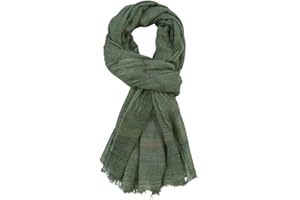 GENERIC Écharpe Homme Écharpe à Rayée Coton Lin Doux Longue Écharpe Foulard Chèche avec Frangé Chèche Chale Stole pour Automne et Hiver