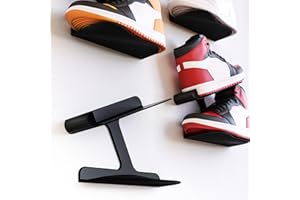 Mobilefox Sneakersy uchwyt ścienny na buty, regał wiszący, uchwyt ścienny, półka na buty, kolor czarny, 1 sztuka