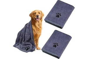KENPOJO 2 Pièces Serviette pour Chien 100 x 50 CM, Serviette Chien Doux Séchage Rapide Microfibre, Serviete Chien Super Absorbante pour Animaux pour Chats, Chiens ou Autres Animaux