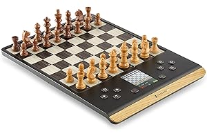 MILLENNIUM Komputer szachowy ChessGenius Pro Wood Edition - elegancki drewniany wygląd z prawdziwymi drewnianymi figurami, idealny dla graczy hobbystycznych z funkcjami uczenia się AI