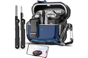 TNSNK Odporne na uderzenia etui ochronne do Samsung Galaxy Buds3 / Buds 3 Pro (2024), z rysikiem czyszczącym i karabińczykiem, [obsługa bezprzewodowego ładowania], kompatybilne z Samsung Galaxy Buds 3