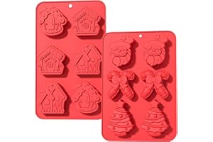 YXHZVON 2 Piezas Molde Silicona Navidad, Moldes De Silicon Chocolate, 6 Cavidades Molde Bombones para Chocolate,Bombones Decoraciones Navideñas(Rojo)