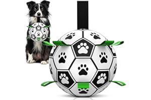 HETOO Dog Balls, Dog Football Toys with Webbing, Interactive Dog Ball Toys for Touring, Durable High Bounce Floating Dog Toy Balls for Dog Birthday Gifts Indoor & Outdoor Medium (6 Inch)