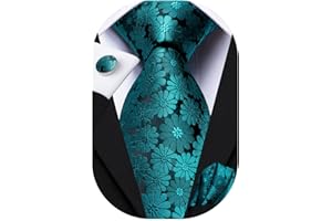 Hi-Tie Men Tie Set Silk Necktie with Pocket Square Cufflinks Set Striped Necktie for Wedding Business