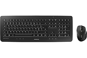 CHERRY DW 5100, Ensemble Clavier et Souris Sans Fil, Disposition Française (AZERTY), Radio 2,4 GHz, Plug & Play, Souris Ergonomique pour Droitiers, Piles, Noir