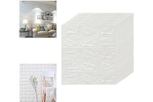 VGE 10 Piezas Papel Pintado Autoadhesivo 3D Imitación Ladrillo Blanco, Paneles Decorativos para Paredes Interior Exterior, Instalación Sencilla Sin Herramientas, Seguro, Suave y Mantenimiento Fácil