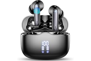 xinwld Auriculares Inalambricos, Bluetooth 5.3 Ultraligero con 4 Mics, 2025 HD Estéreo Cascos Cancelación de Ruido ENC, USB-C, Auriculares in Ear 40H IPX7 Impermeable,Negro