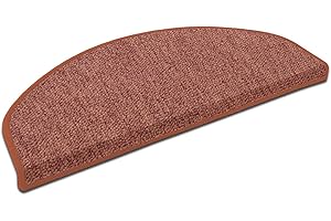 CASA PURA Tappetini per Scale Interne - Copri - Gradini Antiscivolo, Combinabili con Tappeti e Passatoie in Vari Colori e Misure - Semicircolari - Set da 15-23.5 x 65 cm - Marrone Terracotta