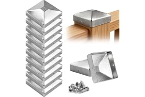 mawmuaw 10 stycken stolpkåpor 7 x 7 cm, staketstolpar lock galvaniserade | Rostfritt stolplock metall, med skruvar, för trästolpar, terrasspilar, staket