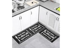 LXTOPN Black Kitchen Rug, Kitchen Mats Non Slip washable, Anti fatigue kitchen Runner Rug for Kitchen Bedroom