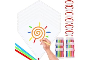 YNYBUSI 6Pcs DIY Kites for Kids Children and Audlts,Kite Making Kit with 42 Watercolour Pens and 6 Pcs Kite String Perfect Kite for Beginners,Beach Kites for Outdoor Activities & Family Trip