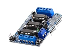 AZDelivery L293D Motor Driver Shield, 4 Canaux Pilote Moteur Shield, Stepper Motor Driver, Stepper Expansion Board Compatible avec Arduino incluant E-Book!