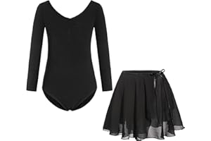 FONLAM Robe Justaucorps de Ballet Danse pour Fille Justaucorps Gymnastique Coton Léotard Jupe Ballet Tutu Danse Fille Manche Longue