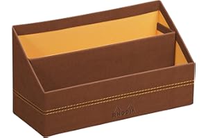 RHODIA 194600C - Copper Mail Holder - 25x10x31 cm - Orange Saddle Stitching - Faux Leather Exterior - Home Office Collection Rhodiarama - Office Organization & Designer Storage
