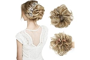 Vlasy Messy Bun Hair Piece for Women,Curly Wavy Hair Scrunchies Bun Extensions Hairpieces,Synthetic Hair Chignons Accessories Updo for Girls(F27/613#,35g)