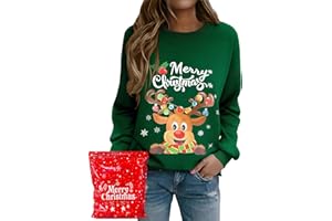 Xnova Felpa Natalizia Senza Cappuccio Donna, Felpe Natale Famiglia Divertenti Girocollo Sweatshirt Maniche Lunghe Tops Famiglia Natalizio Regali