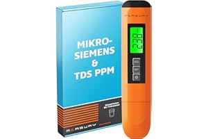 Measury Mikrosiemens Messgerät und PPM Messgerät Wasser, Wassertester Trinkwasser, TDS Messgerät für Trinkwasser, EC Messgerät, Leitwertmessgerät Aquarium - Leitfähigkeitsmessgerät Wasser Tester