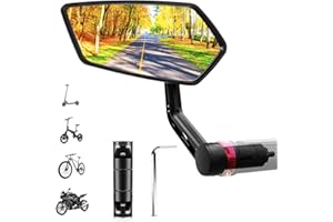SUPRBIRD Specchietto Bici, Ruotabile a 360° Specchietto Retrovisore Bici Girevole, HD Specchio Retrovisore Bicicletta, Specchio di Superficie Extra Large Biciclette per E-Bike Universale (Sinistra)