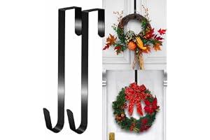 GJV 2-pack julkranshängare för ytterdörren, festivalkrans hängare dörrkrans krok, dörrkrans girlanghängare metall kranshållare dörrhängare krok för juldekorationer (silver, 38 cm)