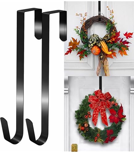 Set Di 2 Ganci Per Ghirlande Di Natale In Metallo - 30 Cm, Per Porta D