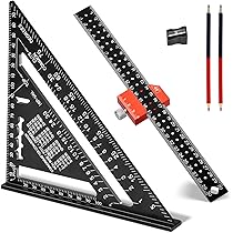 Equerre De Charpentier Multifonctionnelle 180 Mm Equerre De Charpentier Rapporteur Equerre D'arrêt Avec Marqueur De Trous Profonds/Mines De Crayon/Outil De Grainage/Crayon Métallique