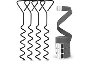 BJBJJIU 4 STK Bodenanker Trampolin Anker Set, 37cm Heringe Erdnägel Stabil, Robuste Erdanker Trampolin Befestigung Bodenanker Schaukel Befestigung Schraubanker für Trampolins Gartenhaus + 4 STK 3m Zurrgurte