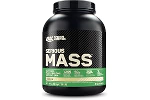 Optimum Nutrition Serious Mass Wysokokaloryczna Odżywka Białkowa, Gainer na Wzrost Masy Mięśniowej, 25 Witamin i Minerałów, Monohydrat Kreatyny i Glutamina, Smak Waniliowy, 8 Porcji, 2,73 kg