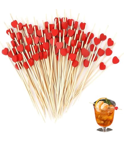 200 Stück Cocktail Spieße Mit Herz - Bunte Holzspieße Für Fingerfood & Party-Deko