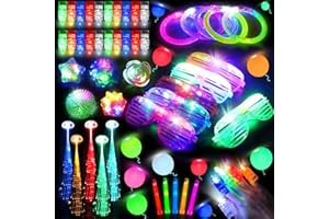 SIMSPEAR LED Light Up Toys for Kids Adults,LED Light Up Toys Party Favors,Glow in The Dark Party Supplies with Finger Lights Glow Sticks Glow Glasses Glow Balloons for Halloween Christmas Birthday Party