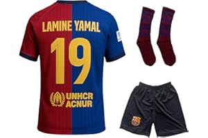 Gokaynex Barcelona Lamine Yamal, zestaw #19 skarpetek i szortów, koszulka sportowa, koszulka dla dzieci, koszulka piłkarska, koszulka treningowa, koszulka dziecięca z krótkimi fanami piłki nożnej