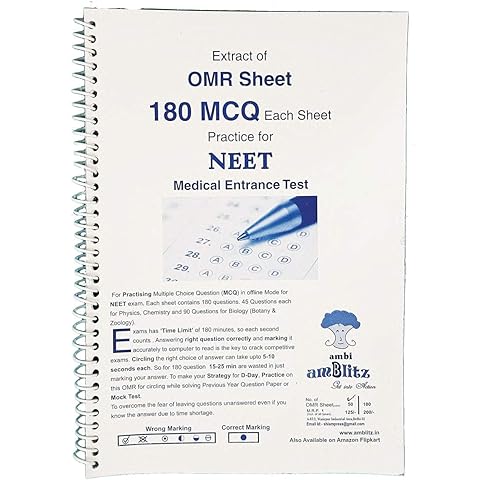 Amblitz Practice OMR Sheet, for NEET, 180 MCQ 100 Sheet Spiral Notebook