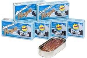 Hoya Santoña Anchoas del Cantábrico - Pack de 6 latas de 49g/Aprox.8 filetes. Elaboración Artesana con bocartes del Cantábrico en Aceite de Oliva. (49g (Paquete de 6))