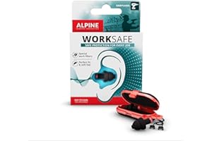 Alpine WorkSafe - Tapones para los Oídos Antiruido para el Trabajo y el Bricolaje - Atenuación del Ruido hasta 23 dB - Cordón de Seguridad incluido - Reutilizables