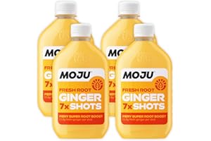MOJU Ginger Dosing Bottles (4 x 420ml Pack, 28 Shots Total) Immune Support, Natural Ingredients, No Added Sugars or Sweeteners, Vegan, Ginger Shot