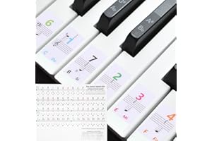 QUARKZMAN Pegatinas De Teclas De Piano Para 88/61/54 Teclas, Pegatinas De Números Guía De Notas De Piano Removibles Para Principiantes Que Aprenden, Coloridas