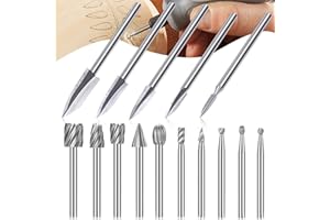 LINKSTYLE 15 pcs Fraises Rotatives Ensemble, HSS Burrs Rotatives Embouts de Fraisage Outil Routage de Bois Accessoires Outil Rotatif 3mm Tige pour le Travail du Bois, la Sculpture, le Perçage de Bricolage