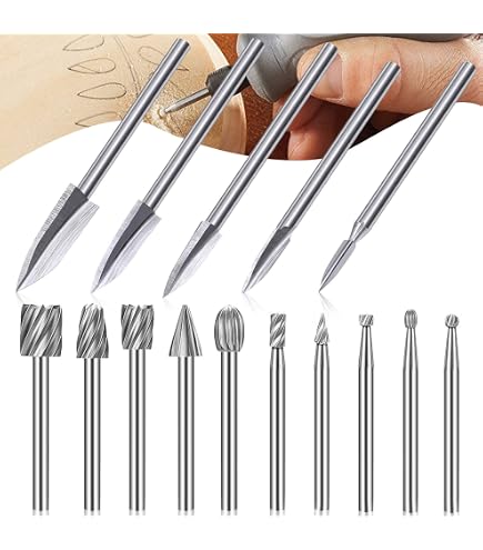 HOHXEN 10stk Hartmetall Frässtifte Set - 2.35mm Schaft Raspel Set mit HOHXEN 10stk Hartmetall Frässtifte Set - 2.35mm Schaft Raspel Set mit