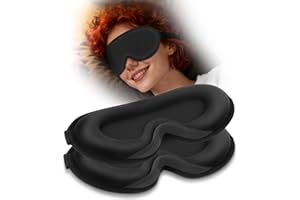 ALIIP Antifaz para Dormir para Mujer y Hombre, Máscara para Los Ojos Ajustable, 100% Anti-Luz, Vendaje de Ojos 3D Sin Presión, Cómodo Sleep Mask para Meditar, Descanso y Viajes (Negro - 2 Piezas)