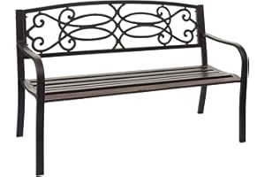 Mendler - Banco de jardín HWC-F44, banco de parque, 2 plazas, acero termolacado, bronce vintage