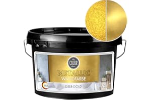 My COLOR Room Metallic Wandfarbe (Gelb-Gold - 1000 ml) Effekt- Kreativfarbe für Wandgestaltung mit Metallic-Optik für Innenbereich, Dekorationsfarbe Made in Germany