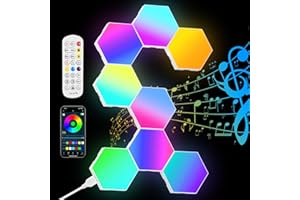 ‎URAQT URAQT LED Sechseck Gaming Wandleuchte, 8 Stück Hexagon LED Panel RGB Smart LED Sechseck Wand panel App Steuerung Musik Sync Wandbeleuchtung Smart Sechseckige Gamer Room Deko Modular Lampe