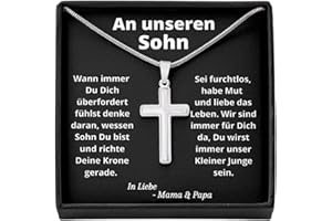AHNONA An Meinen Sohn, Father Son, Geburtstagsgeschenk Männer, Nachricht von Mama, Kreuz Kette