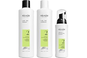 Nioxin System 2 - Hair Thickening System For Natural Hair with Progressed Thinning - Biotin & Niacinamide - Shampoo, Conditioner, Serum
