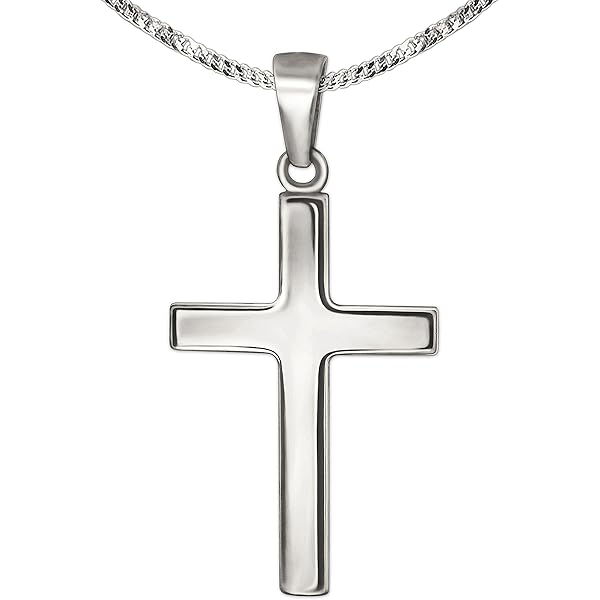 Collana Con Ciondolo A Croce In Argento Sterling 925. Gioielli
